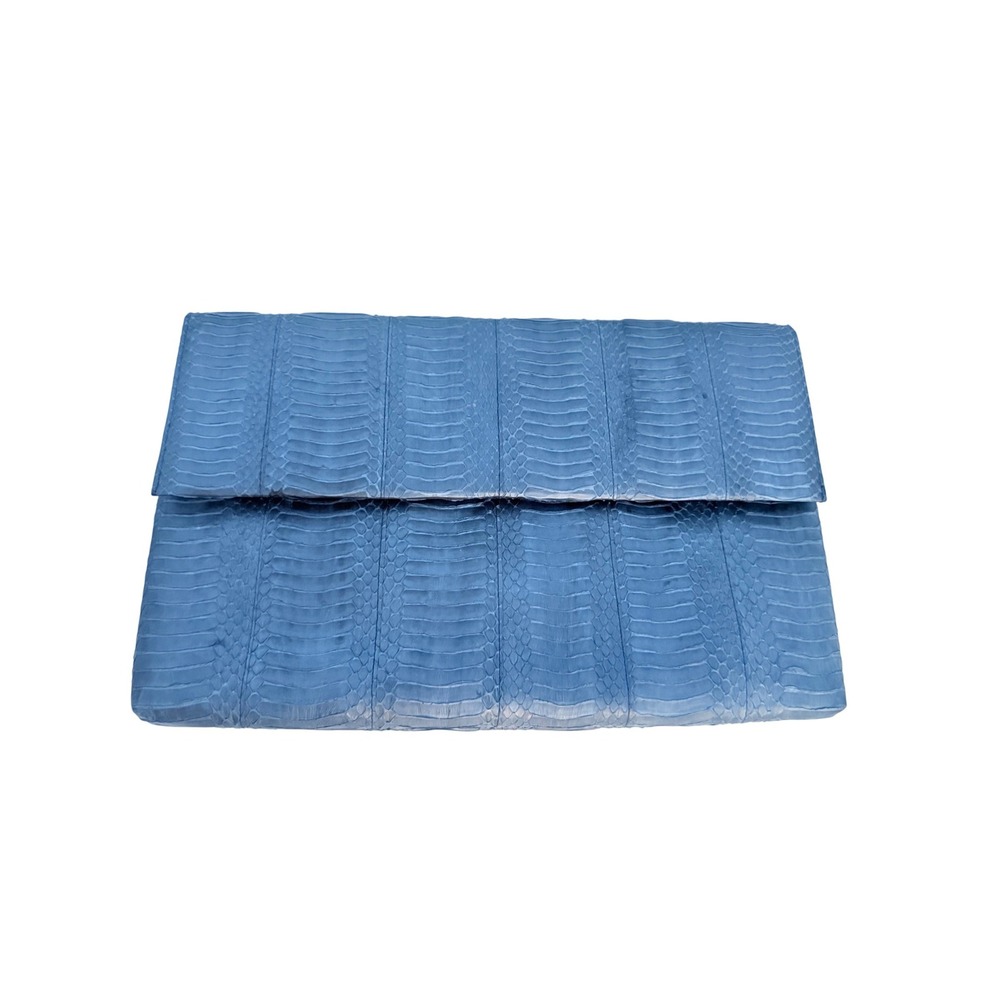 Vintage Polly Bergen Blue Embossed Envelope Clutch Made in Hong Kong 80s glam